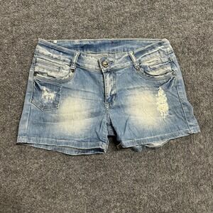Collection Denim Shorts Womens Size 46 Blue Distressed Low Rise Frayed Casual
